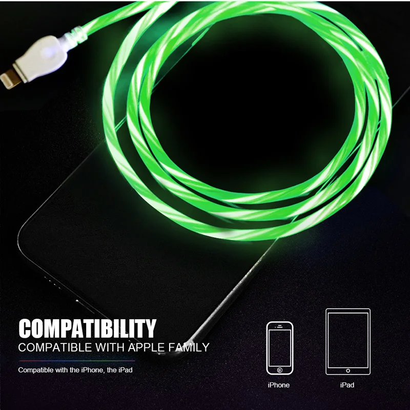 USB кабель для передачи данных и зарядки со светодиодной подсветкой провод iPhone 6 S 7