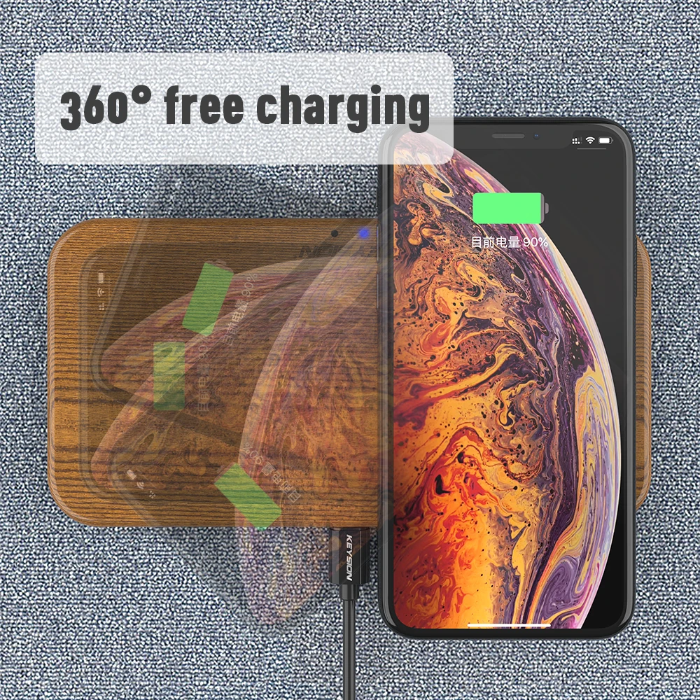 KEYSION двойное Беспроводное зарядное устройство 5 катушек Qi Быстрая зарядка Pad