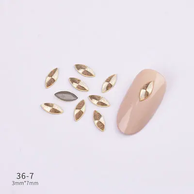 36-7 100 шт./лот, 3D легированные золотые наклейки для ногтей, спиральный узор, заклепки, шпильки, металлические аксессуары для маникюра, нейл-арта, сделай сам, украшения ногтей, амулеты - Цвет: 36-7