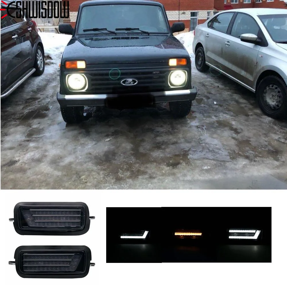 Автомобильные аксессуары 2x Светодиодный дневной светильник для Lada Niva 4X4 1995 белым
