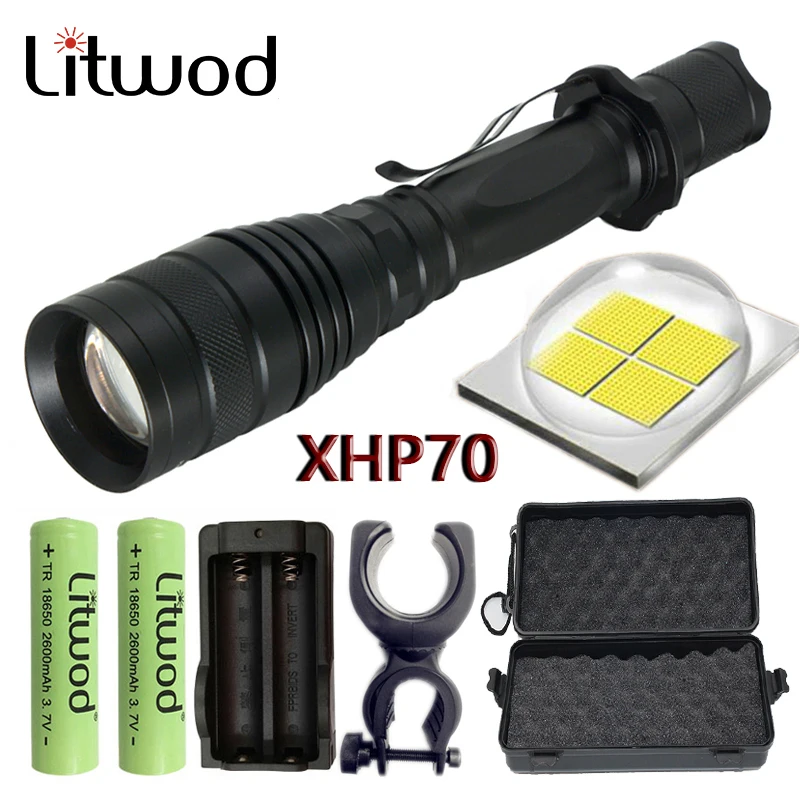 Z20 Litwod P55 CREE XHP70 32 Вт чип 3200lm Мощный тактический светодиодный фонарик зум xhp70 Фонари