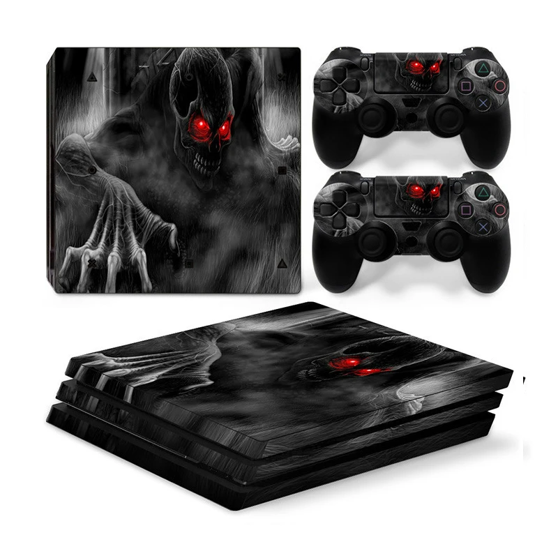 Виниловая наклейка в виде черепа для консоли PS4 Pro + на 2 контроллера игровых