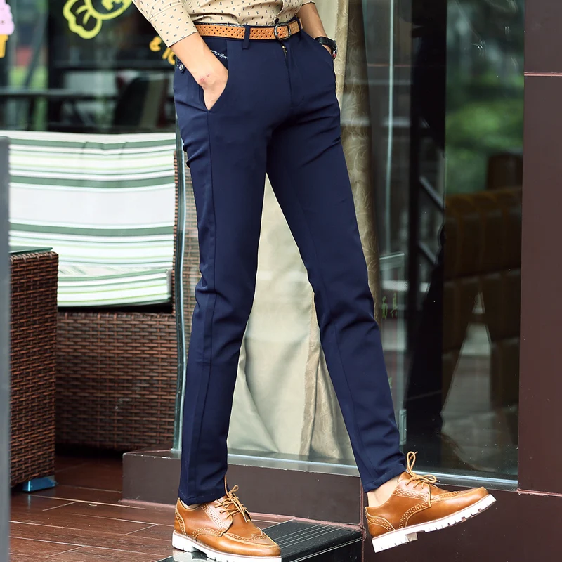 

New Youth Spring Summer Casual Skinny Men Pants Slim Straight Stretch Trousers Male Classic Business Casual Pants work suit