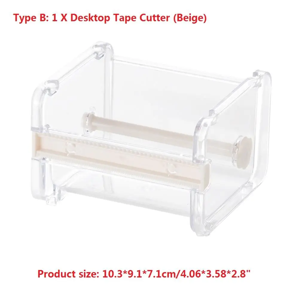 Type B Tape Cutter 2 Мини пластиковая японская васи лента коробка для хранения рулон Msking лента Настольный держатель Органайзер офисная настольная комплектующие для диспенсера - Цвет: Type B Tape Cutter 2