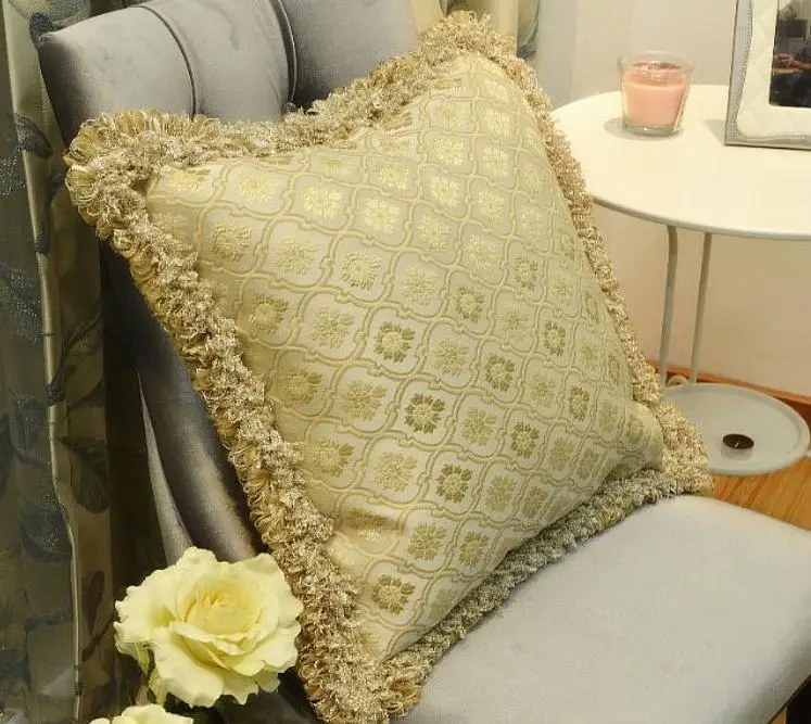 yyjf01 30*50/50/50cm European luxury cushion embroidery pillows pillowcase satin gold tassel baroque fabric decor|fabric waffle|fabric heartfabric