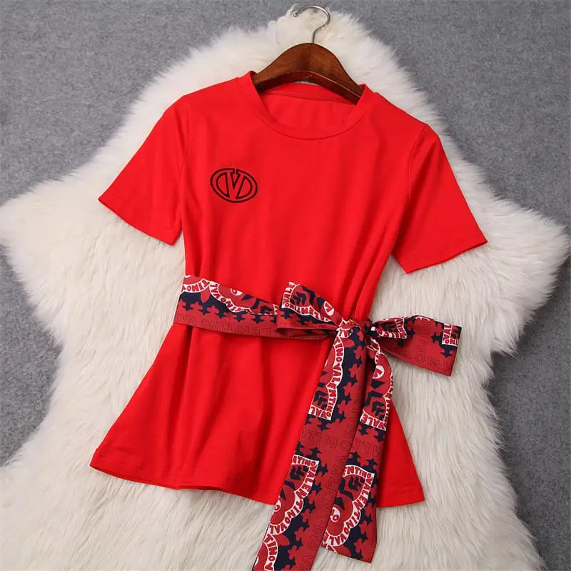 Комплект женской одежды Офисная футболка + штаны с цветочным принтом костюмы из 2