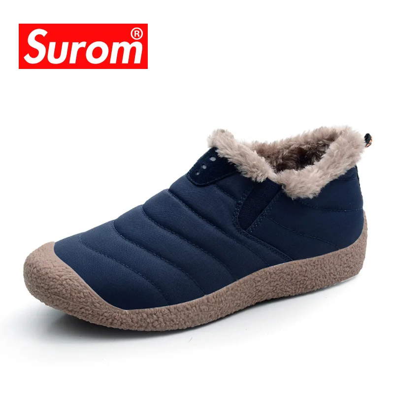 SUROM 2018 Новая мужская зимняя повседневная обувь люксовый бренд Плюшевые Теплые