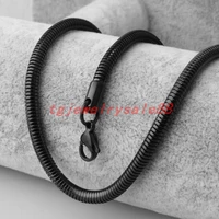 4 2mm wide classic black color stainless steel snake herringbone chain necklace choker charm women men neck chic jewelry
