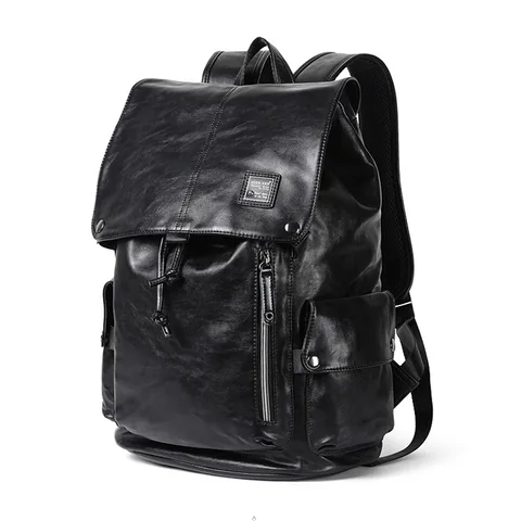 Роскошный кожаный брендовый мужской рюкзак Crazy Horse, винтажный однотонный школьный рюкзак, черный повседневный большой мужской рюкзак для ноутбука, дорожные сумки