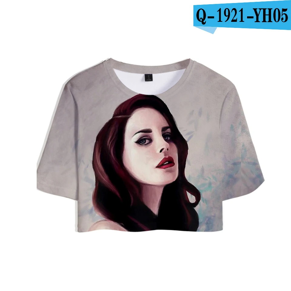 Lana Del Rey, 3D принт, женские летние топы, короткий рукав, мода,, футболки, повседневные, для девушек, сексуальные, стильные, футболки - Цвет: Черный