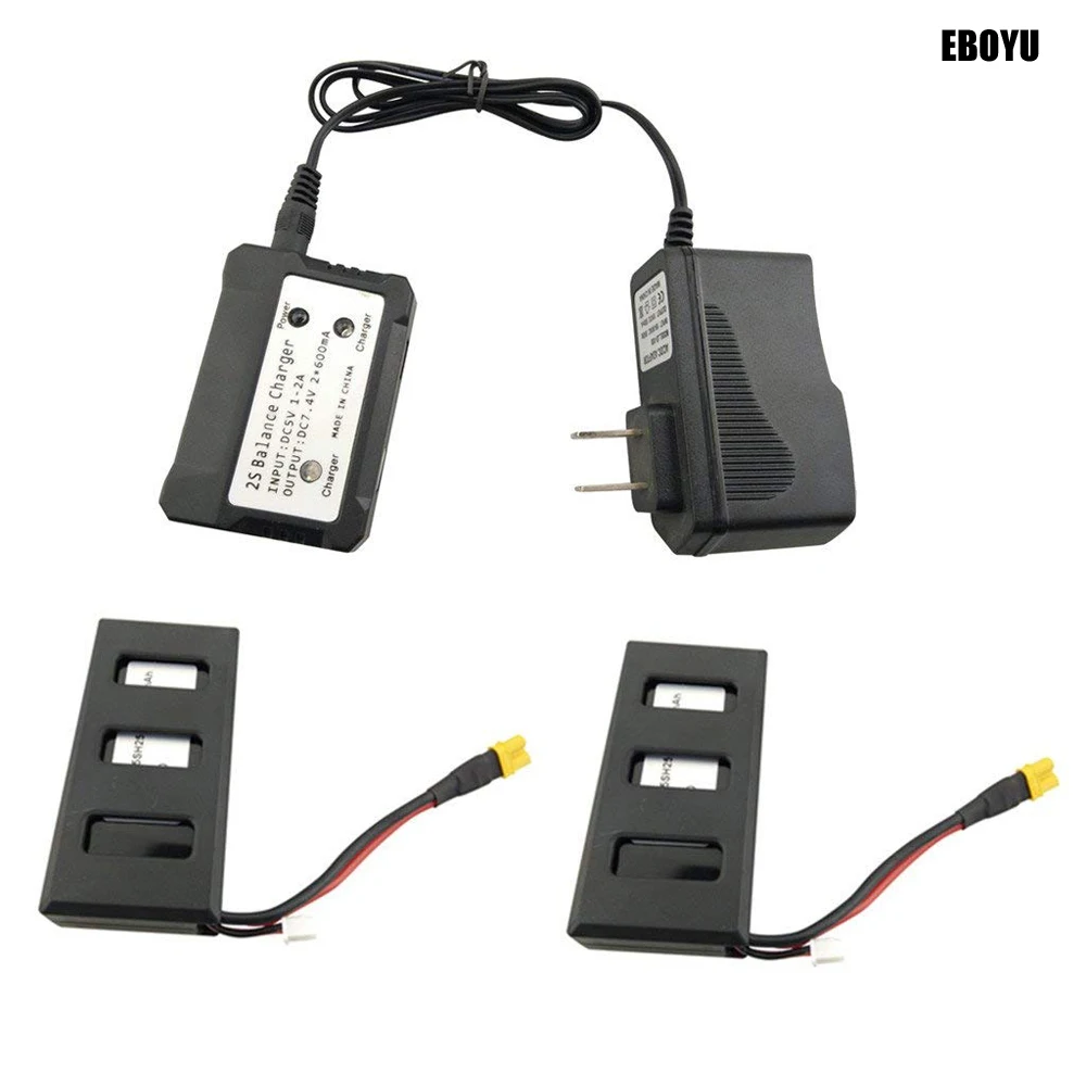 2 шт. * EBOYU 7,4 в 1300 мАч литий-полимерный аккумулятор + 1-2 балансирующее зарядное устройство для MJX B6 B6W B6F B6FD B8 BUGS 6 BUGS 8 бесщеточный Радиоуправляемый квадрокоптер