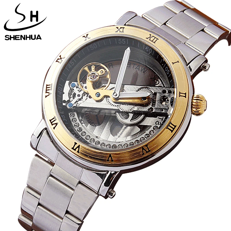 Часы мужские механические прозрачные из нержавеющей стали|steel watch bracelet|steel wrist