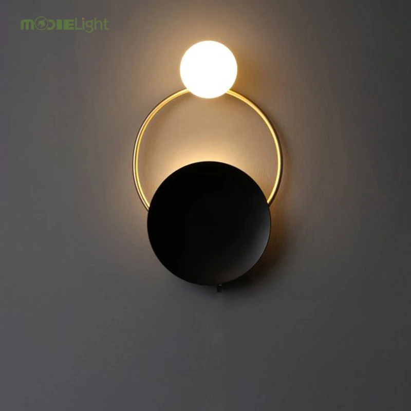 Modern Moon Glass Ball Wall Lamp Sconce Led Bedroom Light Fixture for Home Decor Nordic Living Room Corridor Luminaire G4 | Освещение