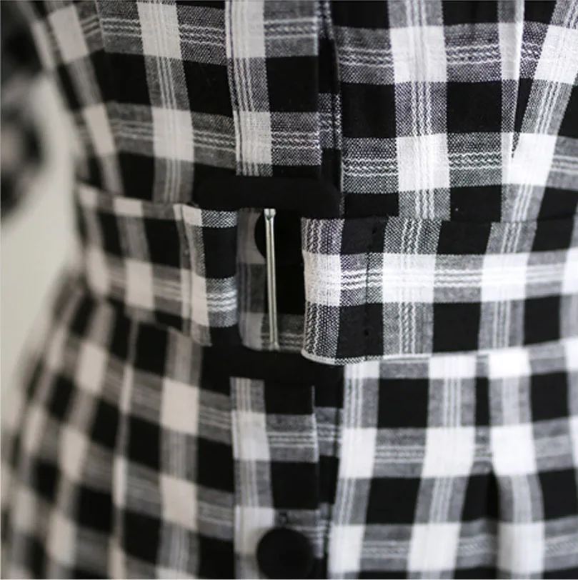 Летнее женское платье 2019 рубашка-миди в клетку с короткими рукавами и поясом