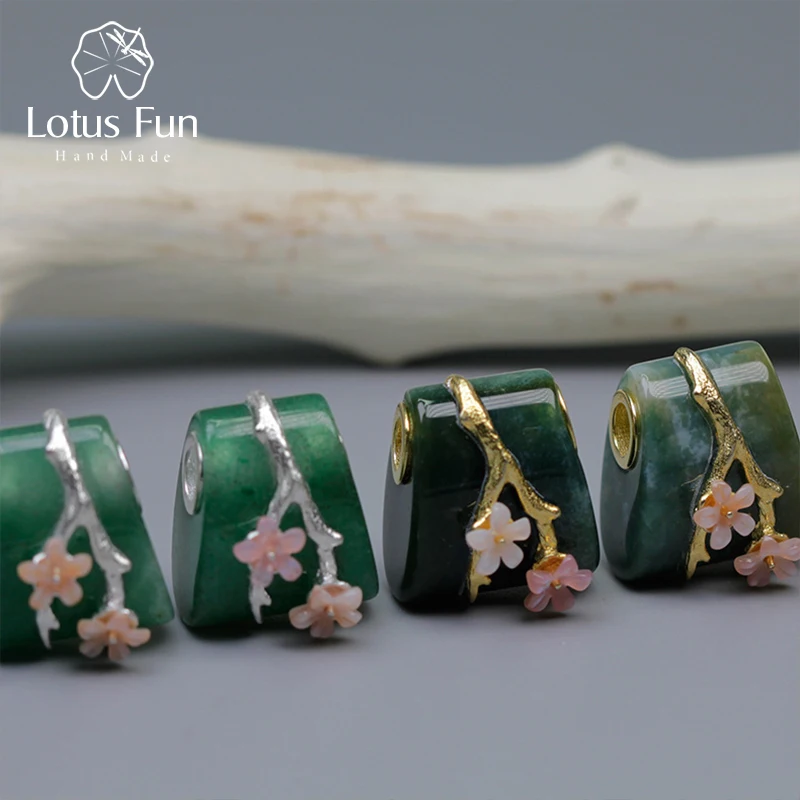 Lotus весело момент реального 925 пробы серебро Натуральный камень Творческий