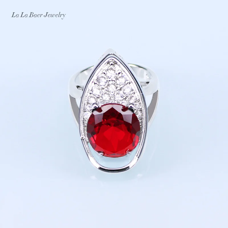 L &amp B 4 шт. серебро 925 ювелирные наборы красный искусственный гранат Белый Циркон