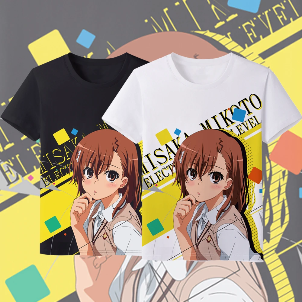 

Летняя футболка унисекс Toaru Kagaku без железного пистолета Мисака Микото аниме молочный шелк Футболка Повседневная футболка с коротким рукавом черно-белая