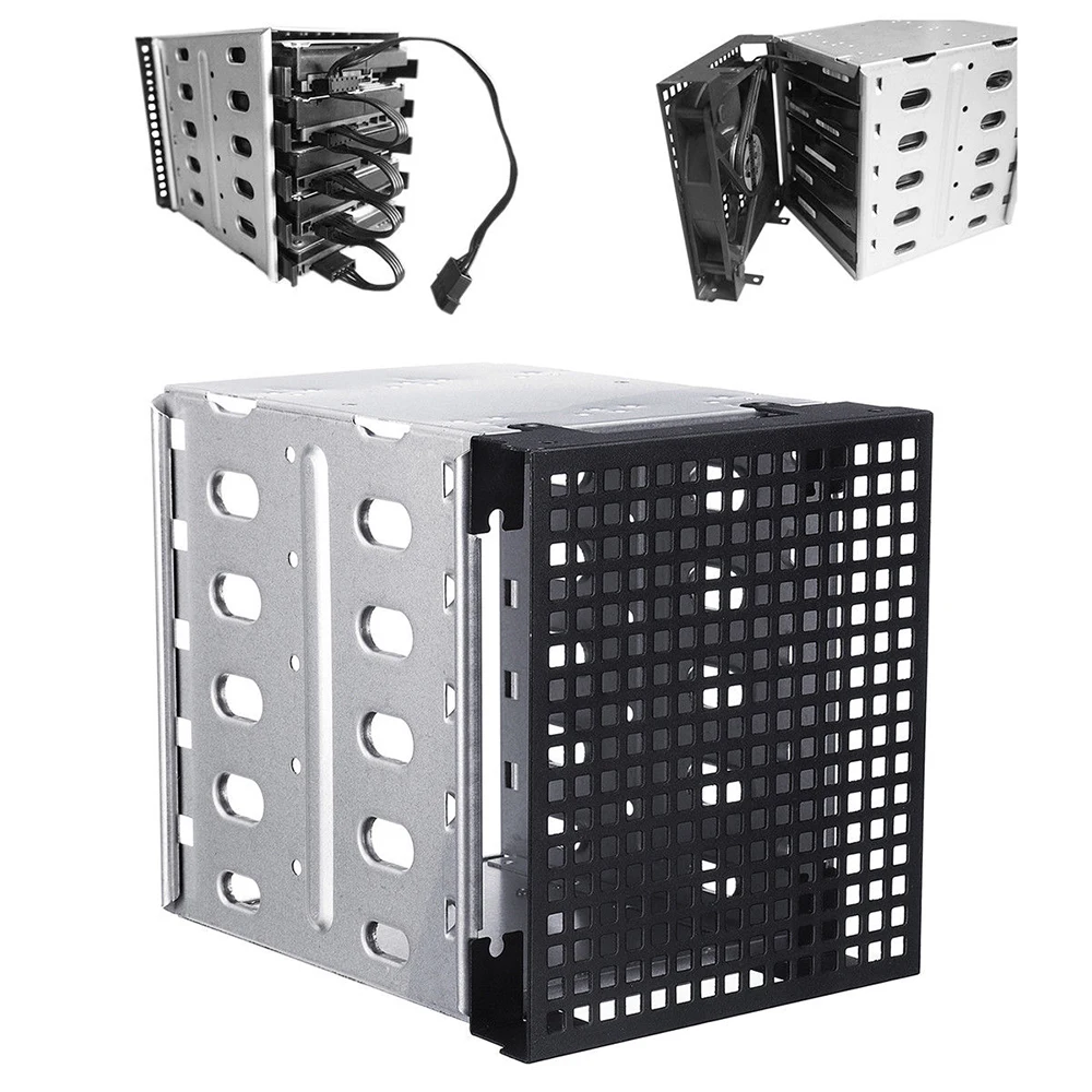 5 25 &quotдо 5x3 5&quot SATA SAS HDD клетка для жесткого диска лоток Caddy с вентилятором ПК