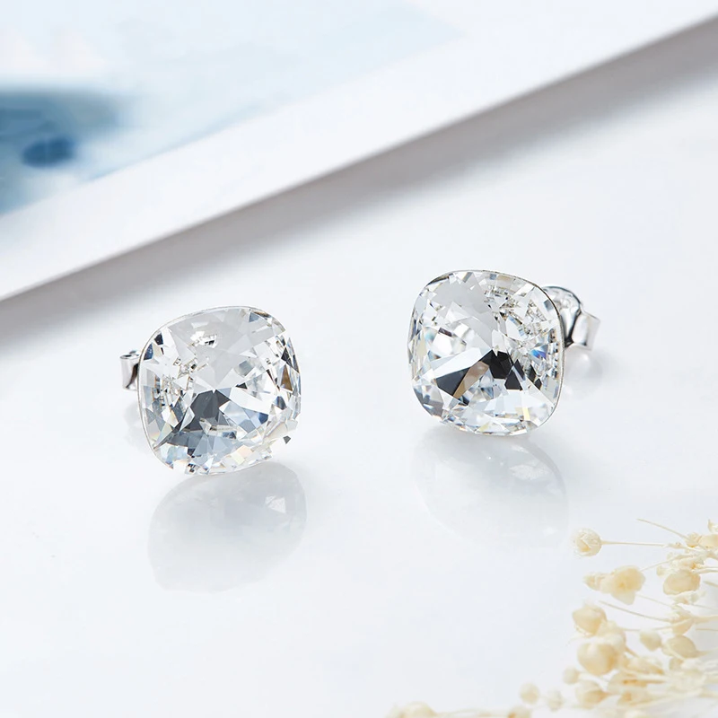 Модные серьги гвоздики с кристаллами Swarovski 925|Серьги-гвоздики| |