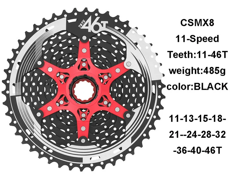 CSMX8-black-46T Sunracing CSMX3 CSMX8 MTB велосипед кассета 10S 11S скорость-11-40 T/11-42 T/11-46 T, черный/серебристый велосипед свободного хода для SLX - Цвет: CSMX8-black-46T