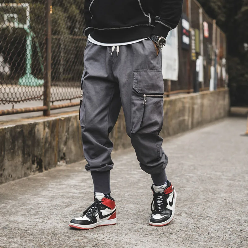 Gray(Asian size) Корейский стиль 5xl шаровары бегунов мужские хип хоп Уличная мужские боковые карманы повседневные спортивные брюки мужские брюки Азиатский размер CK44 - Цвет: Gray(Asian size)