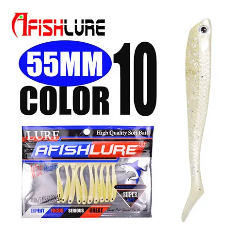 Color10 Afishlure Мягкая приманка для рыбы 55 мм 1,15g для рыбалки, мягкие блесны на удочку силиконовые бас гольян приманки твердая приманка Пластик приманка рыболовные 10 шт./пакет - Цвет: Color10