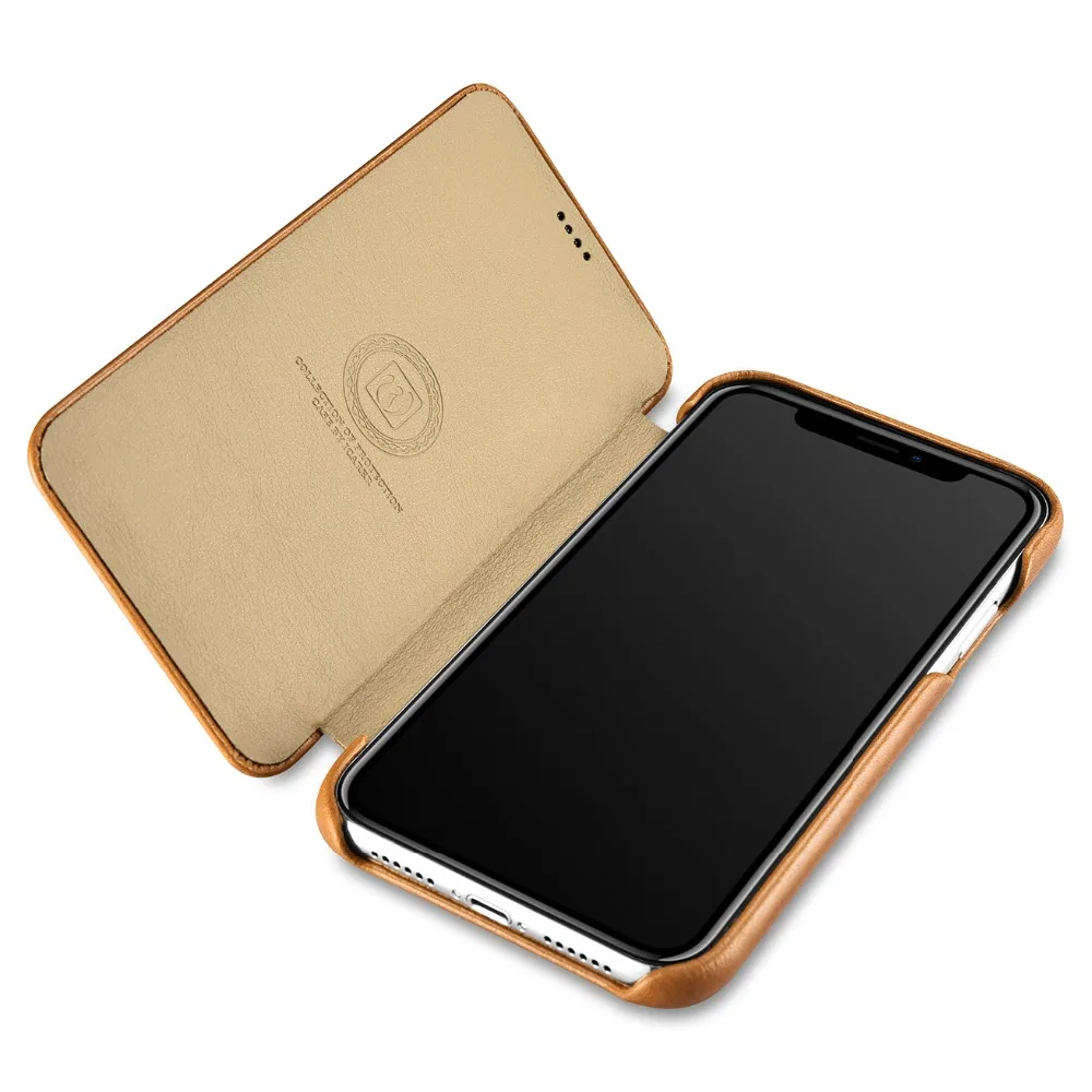 ICARER Винтажный чехол книжка из натуральной кожи с изогнутыми краями для iPhone XR