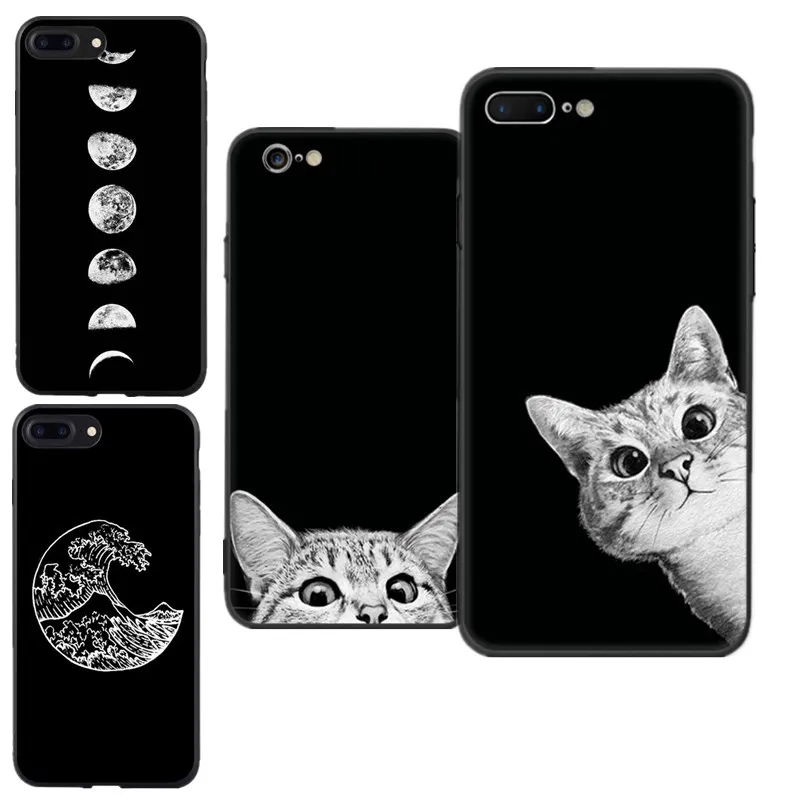 Силиконовый чехол для кошки Чехол iPhone 7 Plus 8 X 10 6 6s 5 5S SE Moon Soft Capinha S |