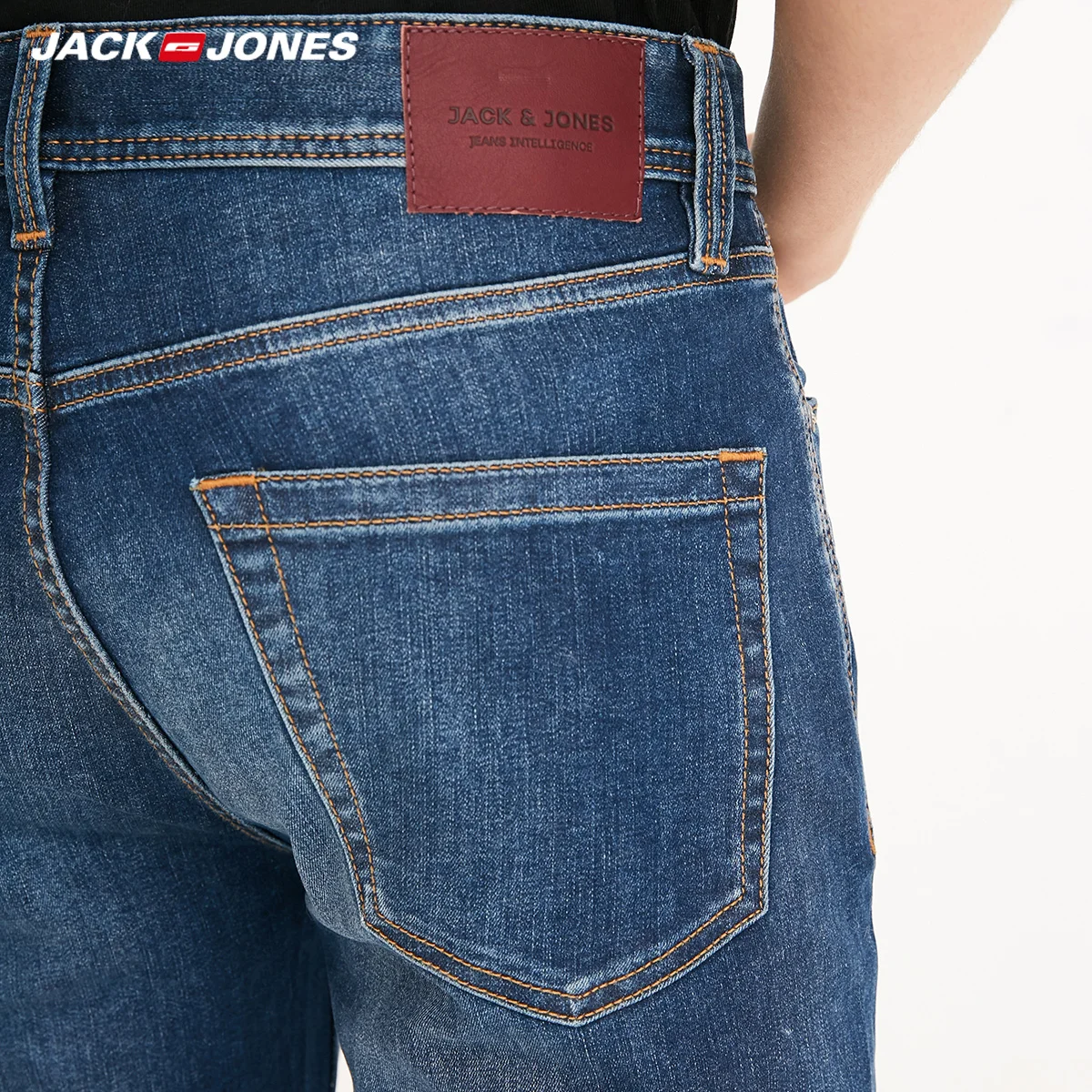 Мужские облегающие джинсы Jack Jones синие для бега 218232516 | Мужская одежда