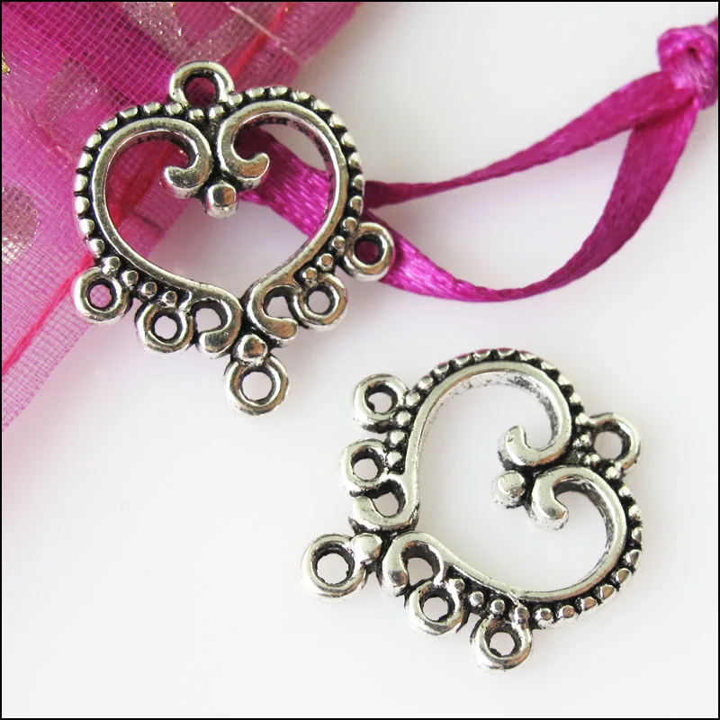 18 шт старину Серебряный Цвет подвески в форме сердца разъемы 19x21mm|connector pendant|silver
