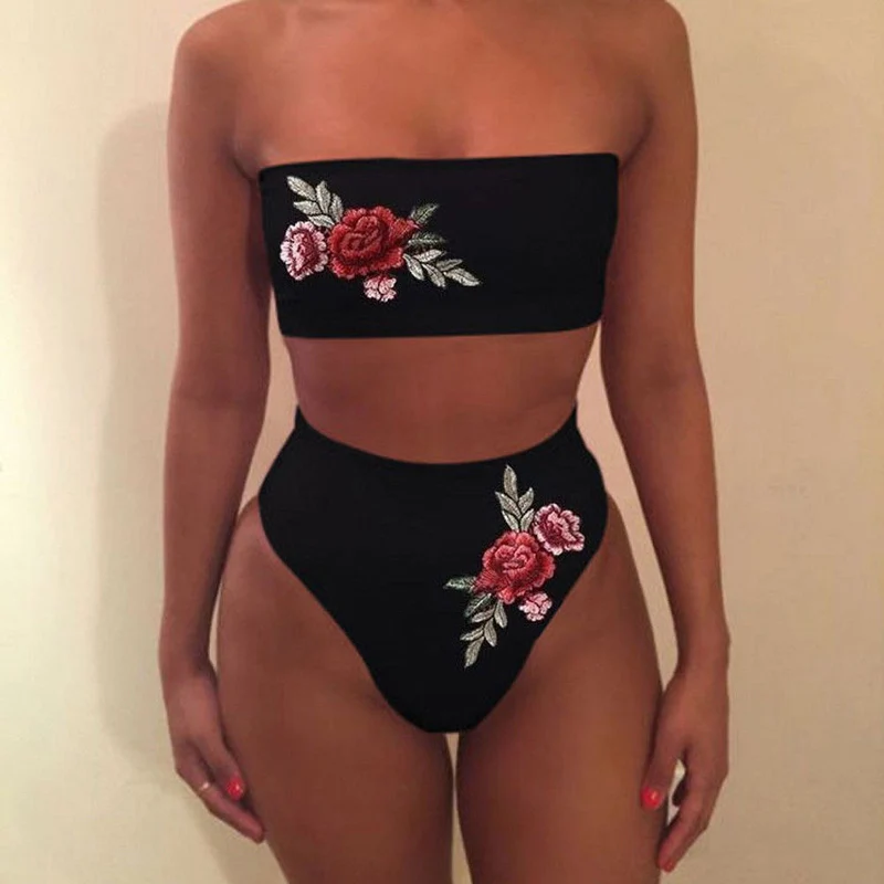 Женские наборы 2018 Новый женский бикини с высокой талией из двух частей купальный
