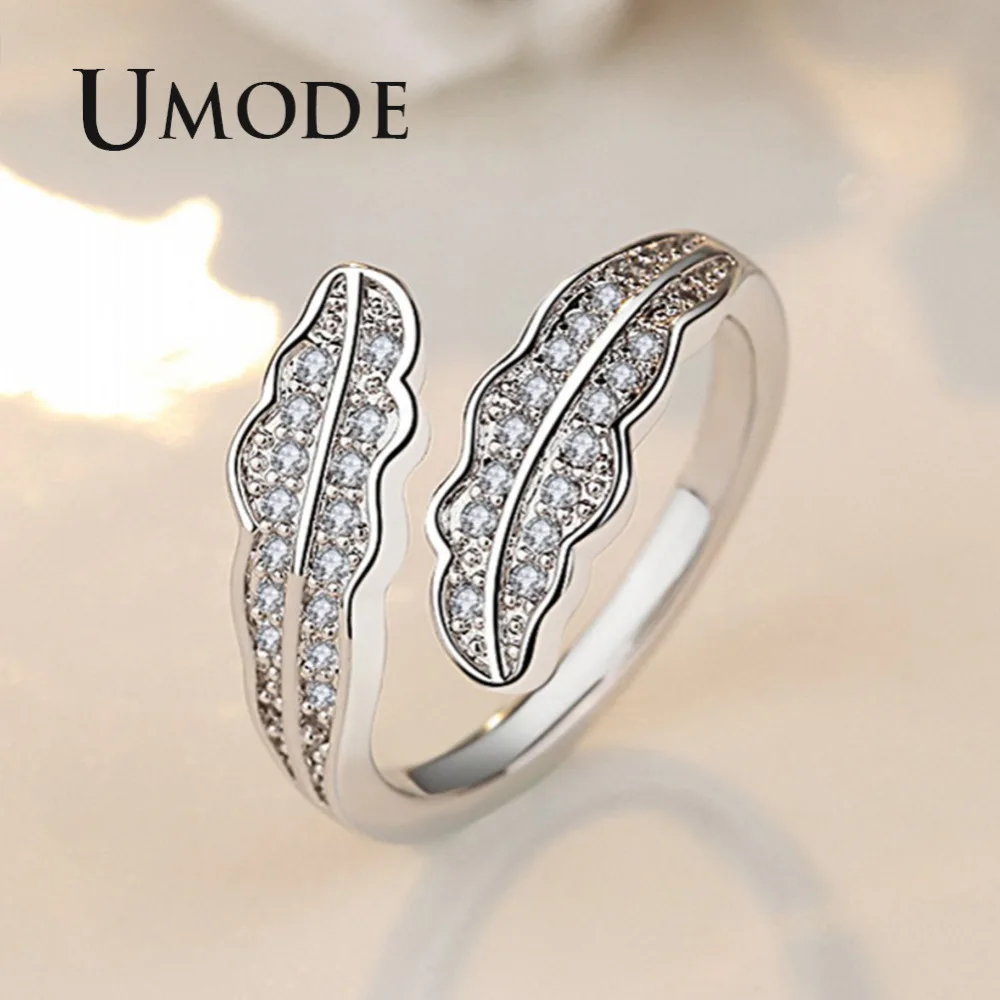UMODE модное кольцо с Кленовым листом и цирконием для женщин ювелирные изделия из