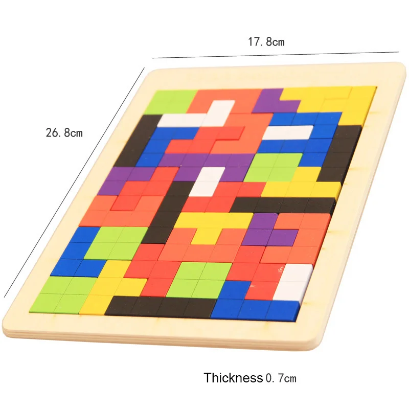 Деревянные Танграм тетрис мозговые паззлы игрушки Дети деревянные пазлы доска