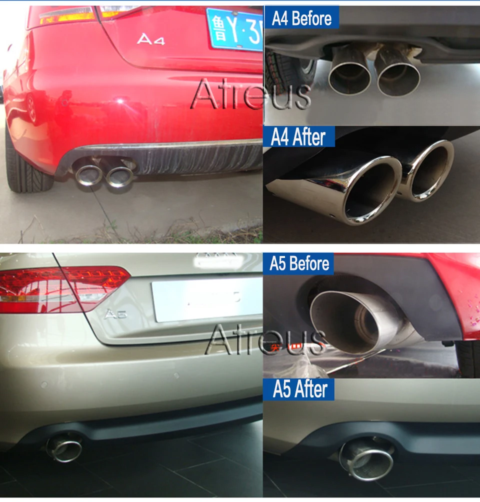 ZD 1 пара автомобиля из нержавеющей стали выхлопная труба крышка автомобиля-Стайлинг для Audi A4 B8 A3 A5 аксессуары для Audi A6 C6 Q5 Q7 Q3 A1