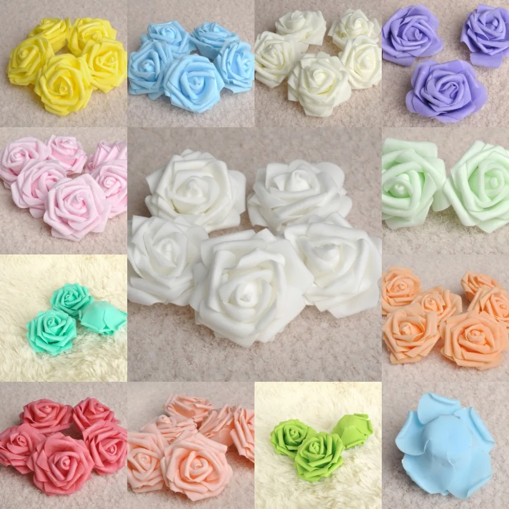 

100pcs 7cm Wholesale DIY Flower Artificial Foam Rose Heads For Wedding Kissing ball Home Decoration Favors