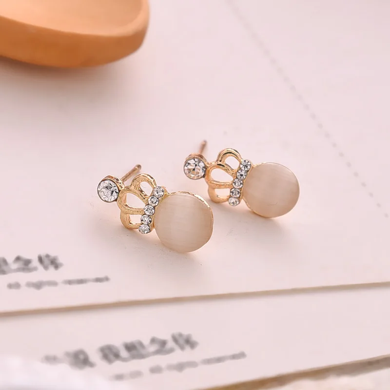 Серьги E187, модная Корейская новинка, Опаловая, яркая, маленькая корона, серьги, опт, 2 юаня, товары для магазина