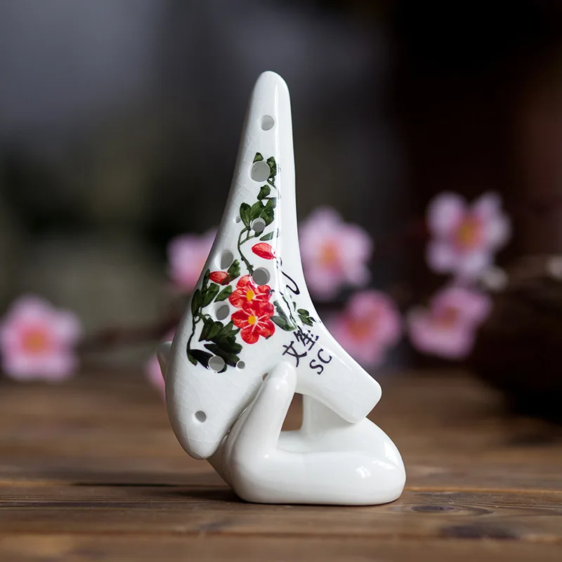 Crack + 12 hole SC adjustable ocarina painted ceramic arts and crafts Beginners high C instrument two-string fiddle | Спорт и
