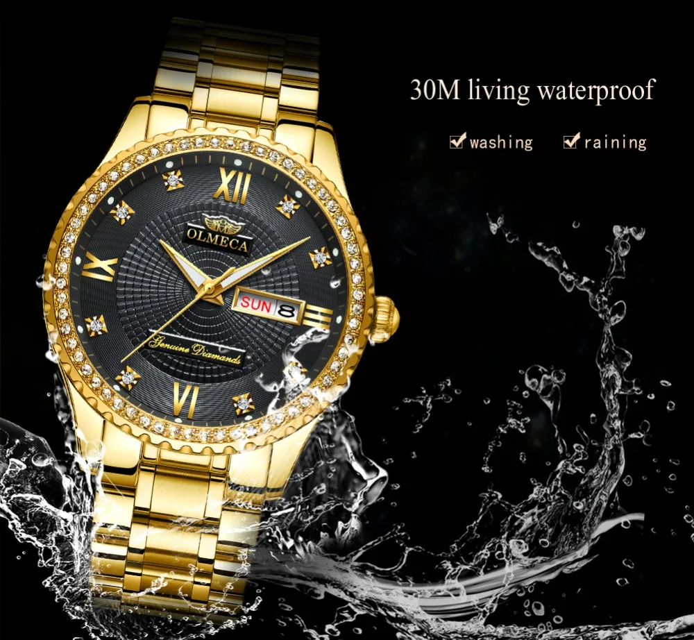 Часы OLMECA модные Роскошные повседневные мужские наручные часы из нержавеющей