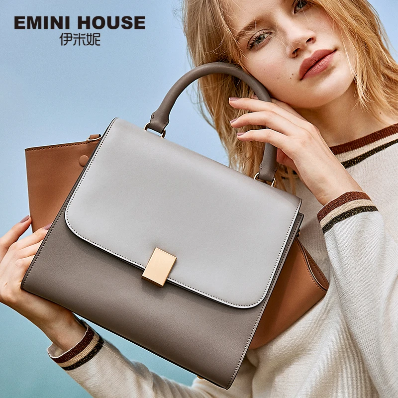 EMINI HOUSE трапециевидная женская сумка сумки хитового цвета брендовая кожаная