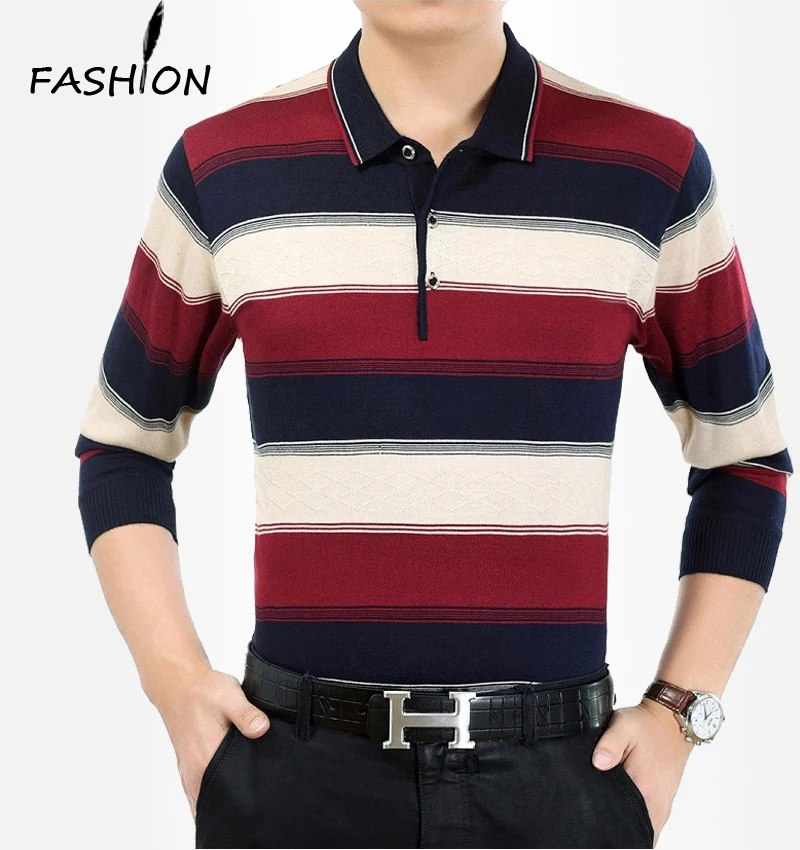 2016 autumn old father put men's sweater wholesale new stripes in middle-aged men | Мужская одежда