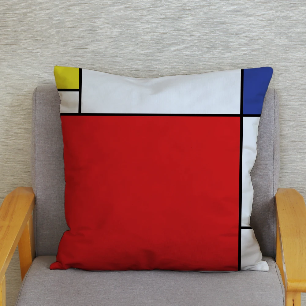 Mondrian красно-желтая наволочка с геометрическим рисунком 45*45 см супер мягкие