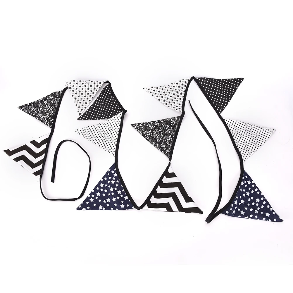 Хлопчатобумажная ткань баннер о Черный и белый знамя флаги гирлянда специальный