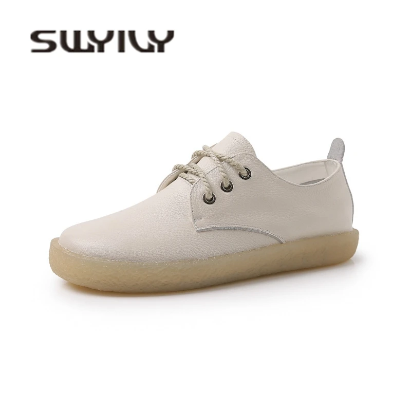 Туфли SWYIVY женские из натуральной кожи лоферы Нескользящие плоская подошва бычья