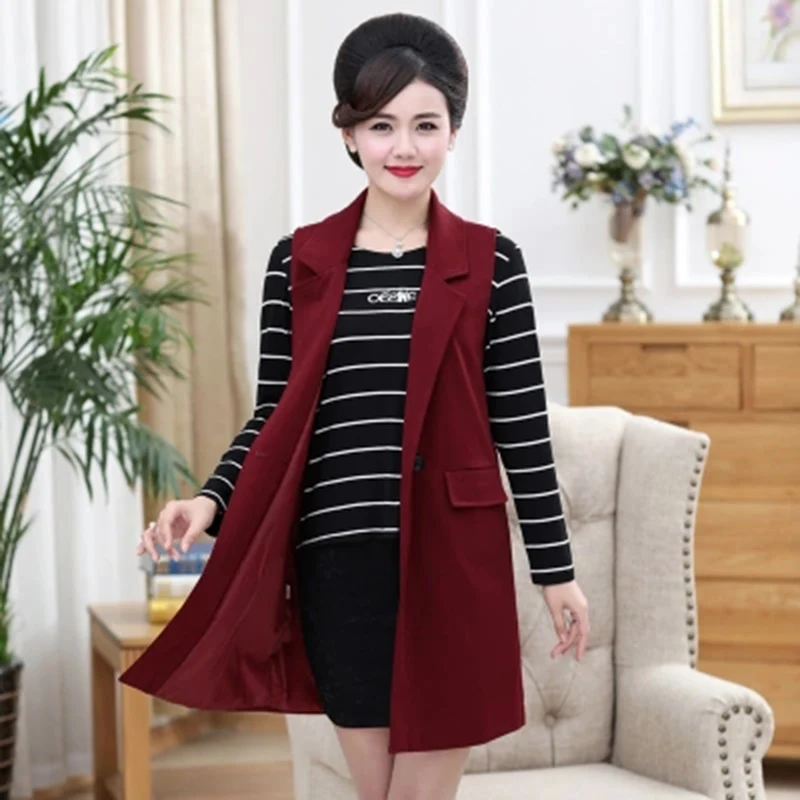 Весна Осень 2018 женские блейзеры жилет для женщин среднего возраста большие