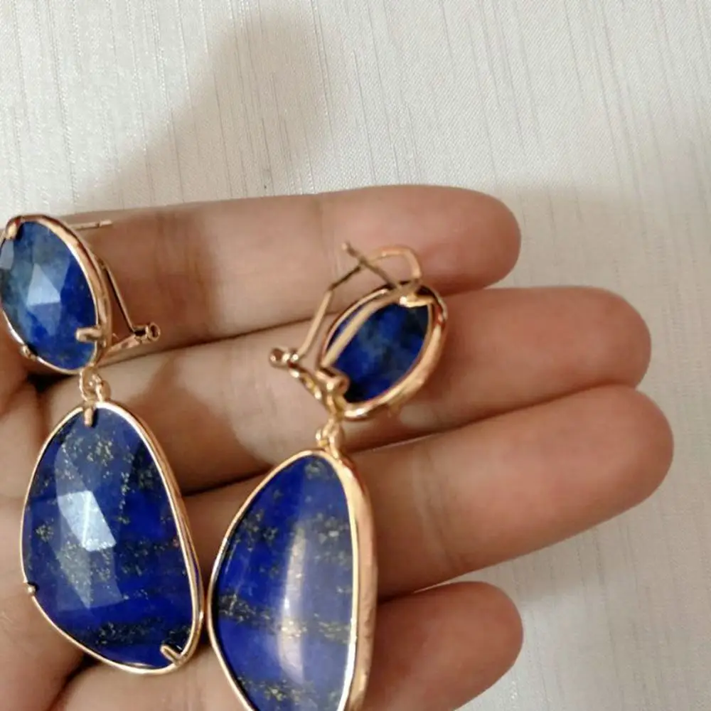 Женские винтажные серьги подвески с полудрагоценным камнем роскошные