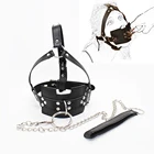 CamaTech из искусственной кожи подголовник для раба с ртом намордник ремешок Фетиш ограничители кляп мяч половина головы маска бандаж БДСМ игры для взрослых