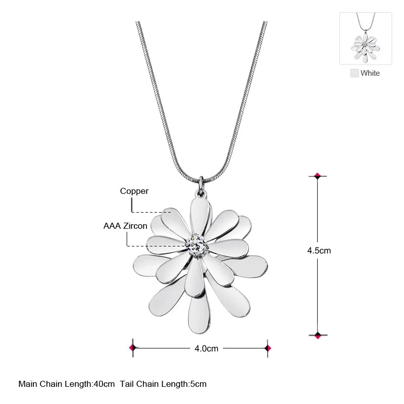 Neoglory Циркон 2 цветок ожерелья и подвески для женщин модные ювелирные изделия