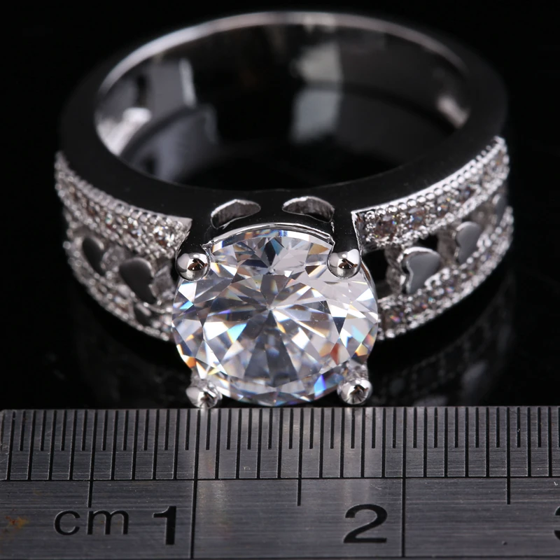 Впечатляющие Белый Цирконий 925 стерлингового серебра женские Модные Jewelry Кольца