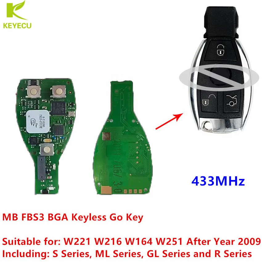 KEYECU предзаказ MB FBS3 BGA KeylessGo умный дистанционный ключ 433 МГц для Mercedes Benz W221 W216 W164 W251