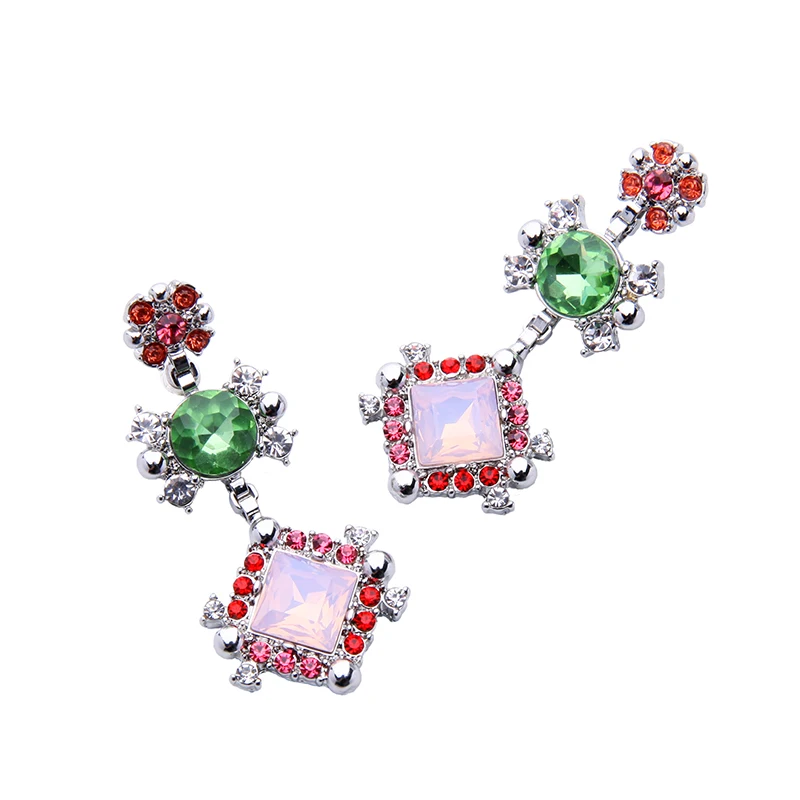 Классические серьги-подвески в виде листьев с кристаллами три цвета | Украшения и